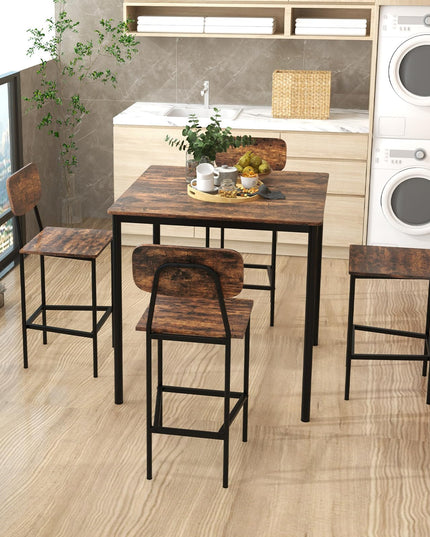 Giantex 5-Piece Dining Table Set W/Counter Height Table & 4 Bar Stools
