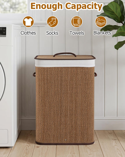 Giantex 19 Gal Bamboo Laundry Hamper with Lid