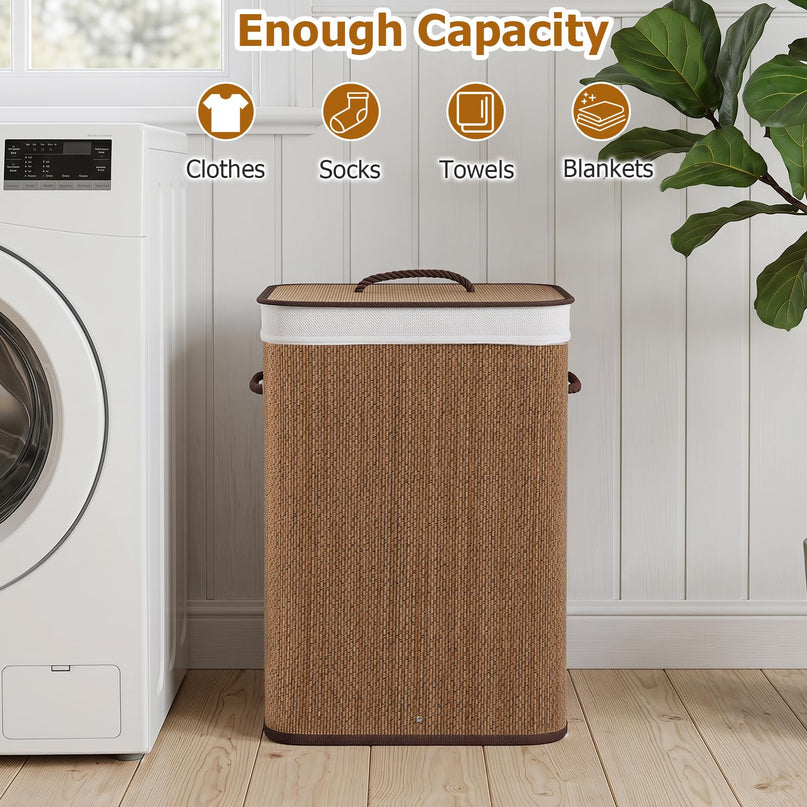 Giantex 19 Gal Bamboo Laundry Hamper with Lid