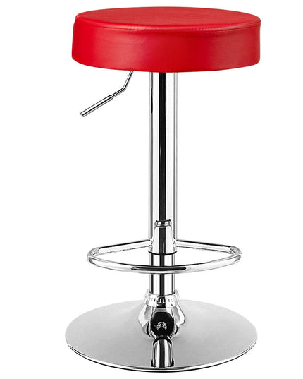 Modern Swivel Backless Round Barstool, PU Leather Armless bar Chair with Height Adjustable, Chrome Footrest