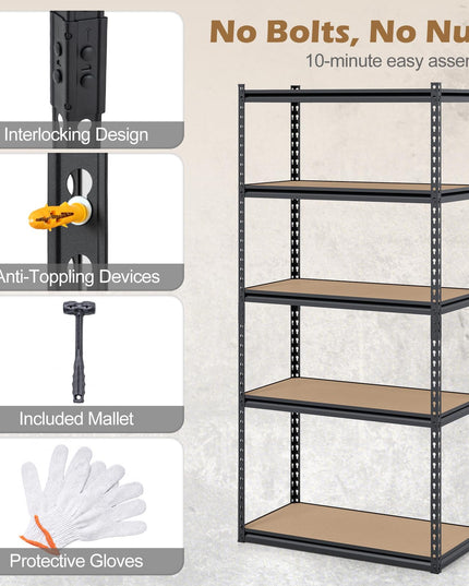 Giantex 5-Tier Metal Storage Shelves(1/2/3/4,36" W x 18" D x 72" H)