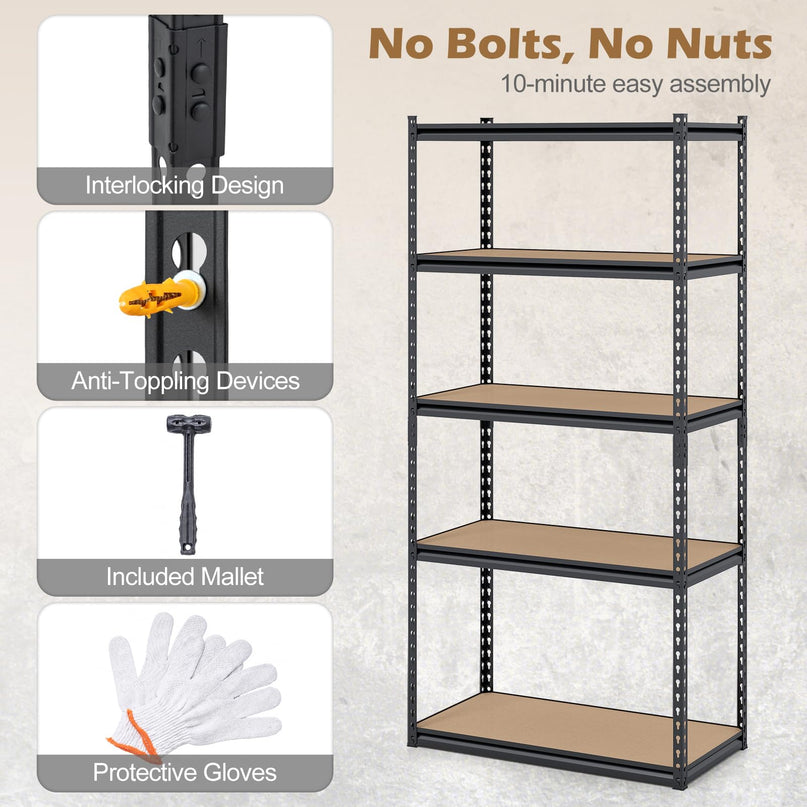 Giantex 5-Tier Metal Storage Shelves(1/2/3/4,36" W x 18" D x 72" H)