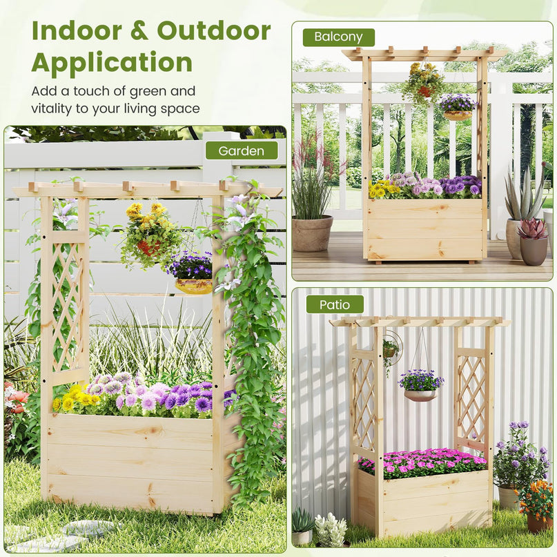 Giantex Raised Garden Bed with Sided Trellis & Hanging Roof ( 31”x16”x41” )