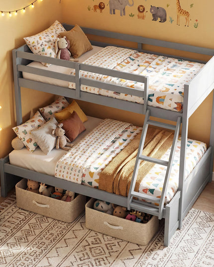 Giantex Twin Over Fulll Bunk Bed Wood Bunk Bed