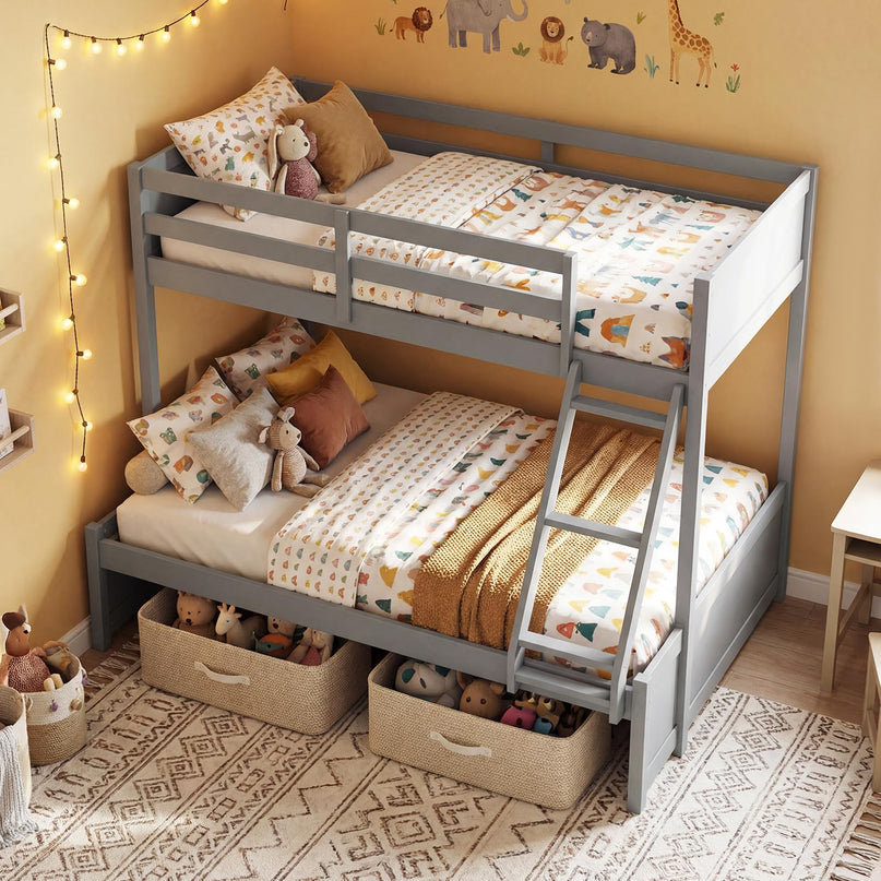 Giantex Twin Over Fulll Bunk Bed Wood Bunk Bed