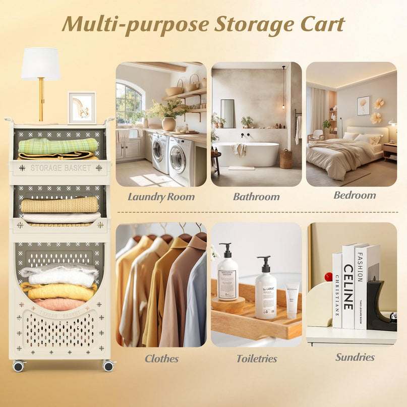 Giantex 4 Tier Rolling Laundry Cart with Wheels