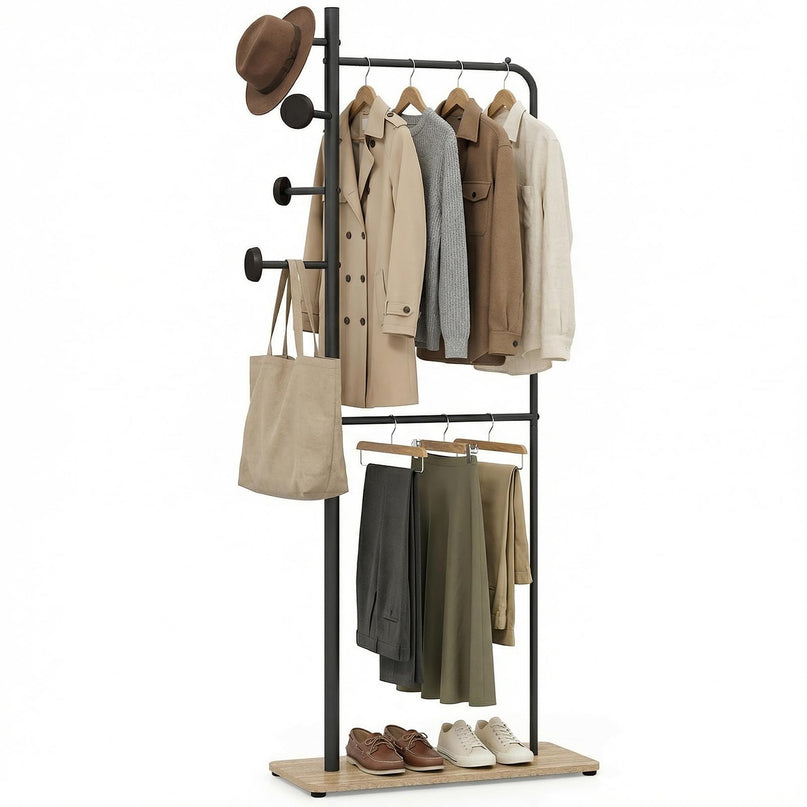 Giantex Double Rods Clothes Hanging Rack Freestanding Clothes Organizer