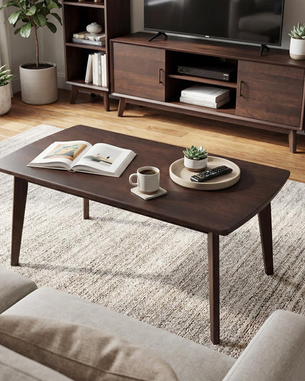 Giantex 34.5" Solid Wood Coffee Table with Tapered Legs
