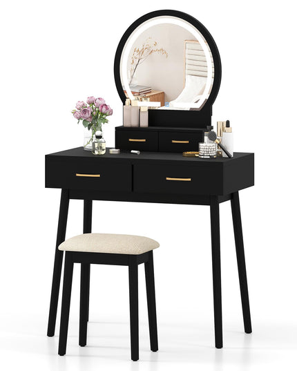 CHARMAID Modern Girls Dressing Table and Stool Set for Small Bedroom