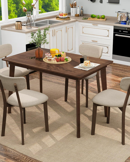 Giantex 5-Piece Dining Table Set for 4, Kitchen Table Set with 48” Dinner Table, Padded Seat, Rubber Wood Legs