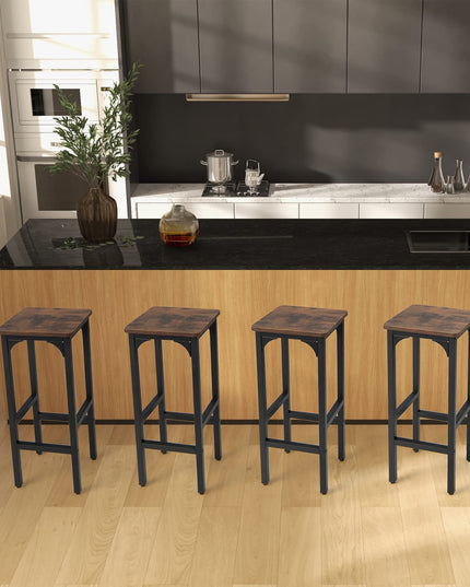 Giantex 28" Counter Height Bar Stools Set of 2, Metal Frame Bar Chairs with Adjustable Foot Pads, Brown