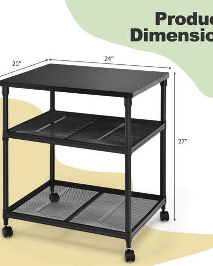 Giantex Printer Stand, 3-Tier Industrial Printer Cart with Lockable Wheels