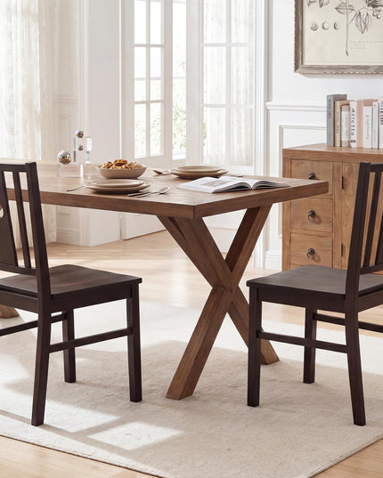 Giantex Solid Rubber Wood Dining Chairs Set of 2/4 with Slatted Curved Backrest