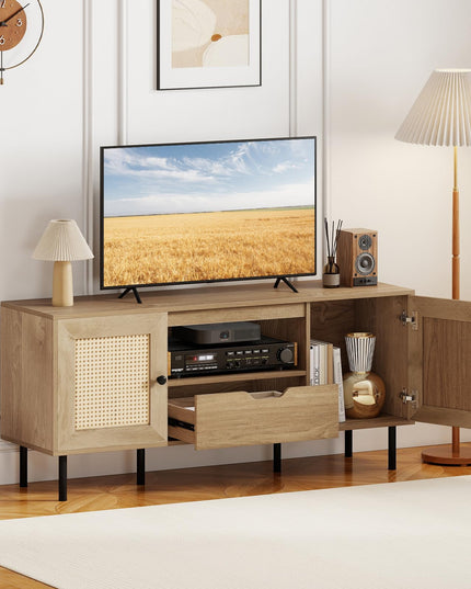 Giantex Boho TV Stand for 50-60 Inch TV Wood Entertainment Center