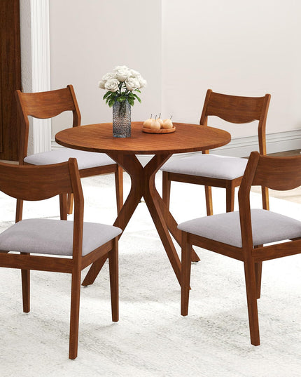 Giantex Wooden Dining Chairs Set of 2/4, Linen Fabric Upholstered Kitchen Chairs w/Rubber Wood Frame