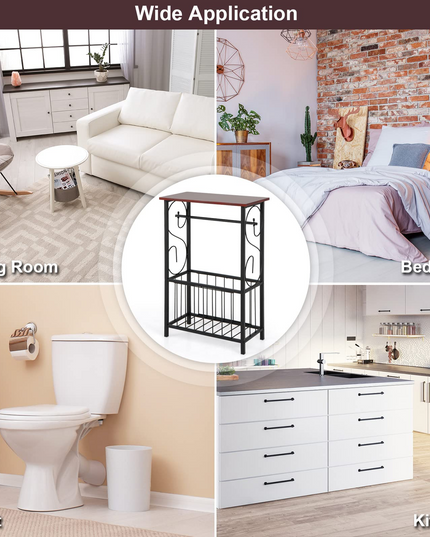 Giantex Side Table w/Paper Holder, Narrow Side Table