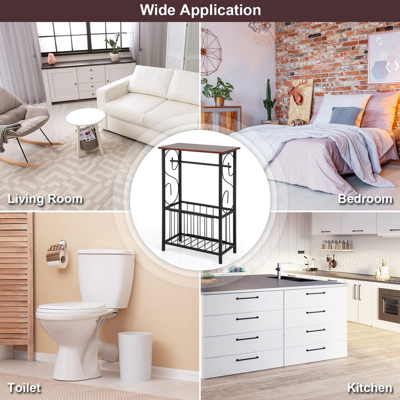 Giantex Side Table w/Paper Holder, Narrow Side Table