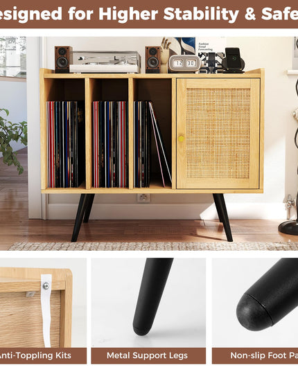 Meuble pour tourne-disque Giantex avec station de recharge | Étagère de présentation pour disques vinyles pour salon