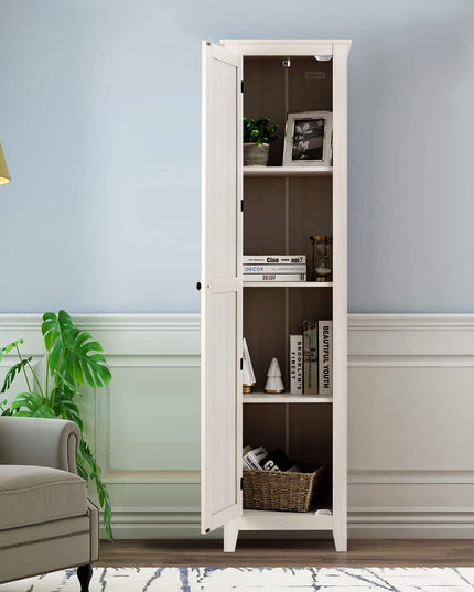 Giantex Tall Storage Cabinet Freestanding Floor Storage Tower with Four Shelves and Single Door
