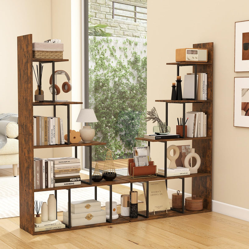 Giantex 62" Tall Ladder Corner Bookcase | Stable Metal Support
