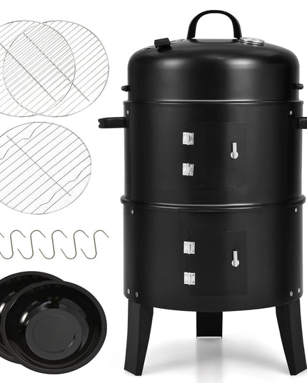 Giantex 3-in-1 Outdoor Smoker Grill with Smoker Combo