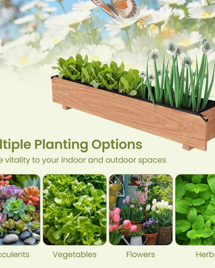Giantex Wood Raised Garden Bed Rectangular Planter Box w/Drainage Hole（36"x7"x7"）