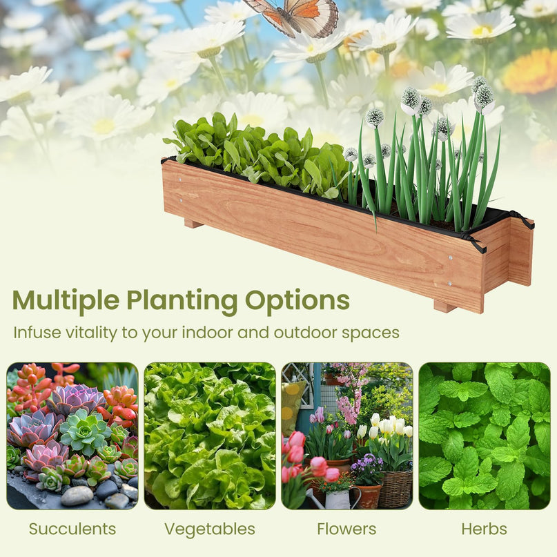 Giantex Wood Raised Garden Bed Rectangular Planter Box w/Drainage Hole（36"x7"x7"）