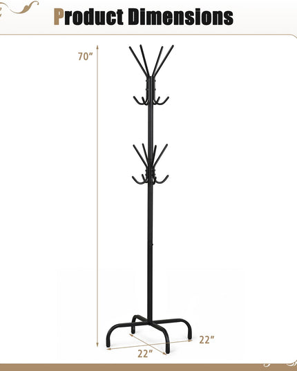 GIANTEX Metal Coat Rack Freestanding with 16 Hooks & 4 Legs