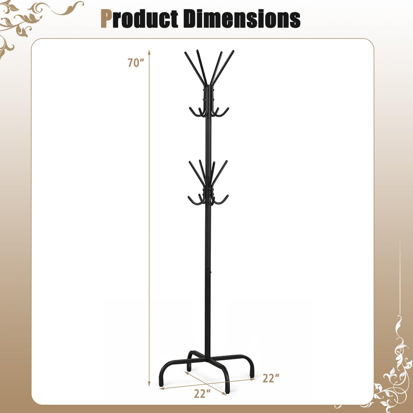 GIANTEX Metal Coat Rack Freestanding with 16 Hooks & 4 Legs