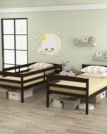 Giantex Bunk Bed, Solid Wood Detachable Bed Frame with High Guardrails & Integrated Ladder