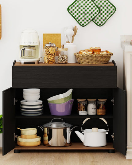 Giantex Sideboard Buffet Cabinet with Storage with Drawer and Push-to-Open Doors