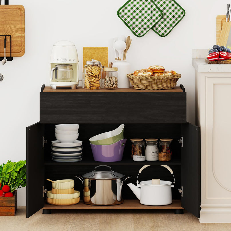 Buffet commode Giantex avec rangement, tiroir et portes à ouverture par pression