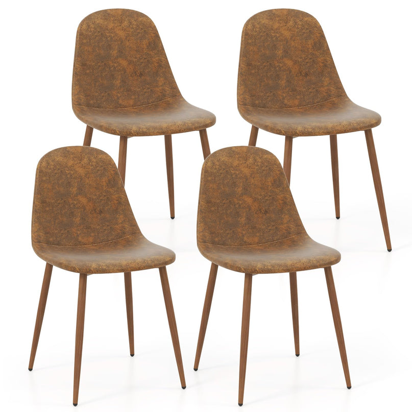 Giantex Upholstered Dining Chairs Set of 4 | Mid-Century Modern Leisure Armless Chairs