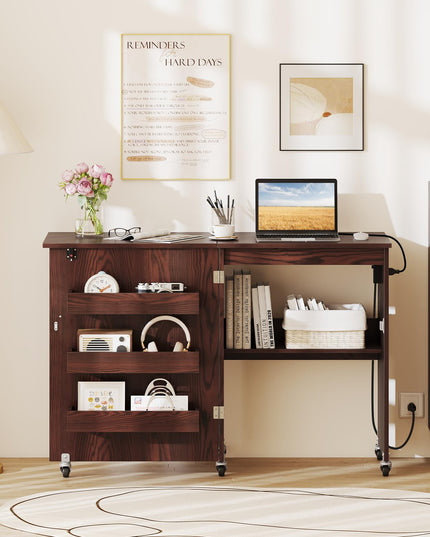 Giantex Folding Sewing Table with Charging Station