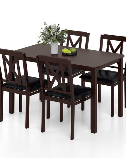 Giantex 5 Piece Dining Table Set for 4 with Rubber Wood Legs