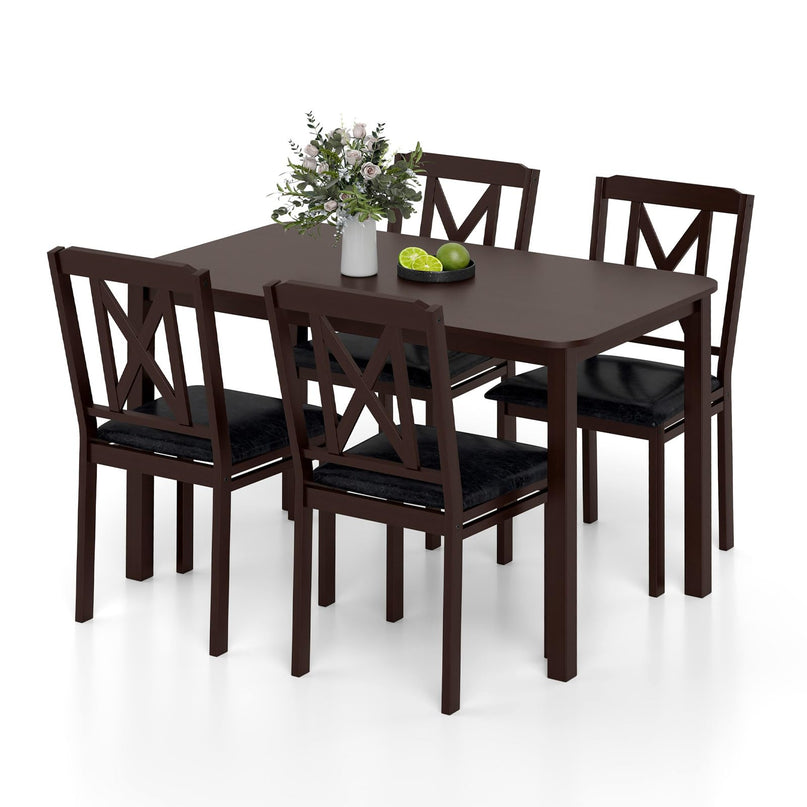 Giantex 5 Piece Dining Table Set for 4 with Rubber Wood Legs