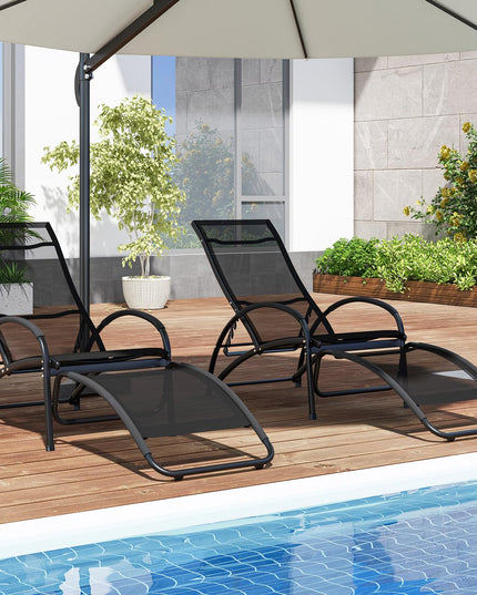 Giantex 2-in-1 Outdoor Rocking Chair, Convertible Lounge Chair with 4-Position Adjustable Backrest