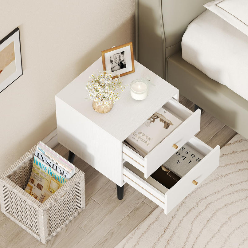 Giantex Night Stand Set 1/2 with Drawers Mid Century Modern Bedside Table