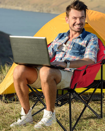 Giantex Portable Camping Chair, Lawn Chair, Outdoor Folding Chair with Cup Holder, Soft Seat