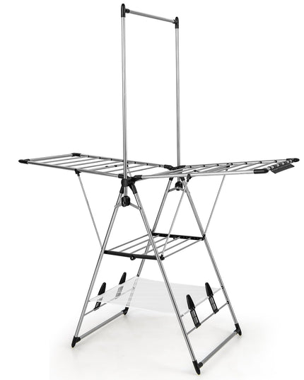 Giantex Clothes Drying Rack, Aluminum Foldable Laundry Drying Rack with with 6-Level Adjustable Height