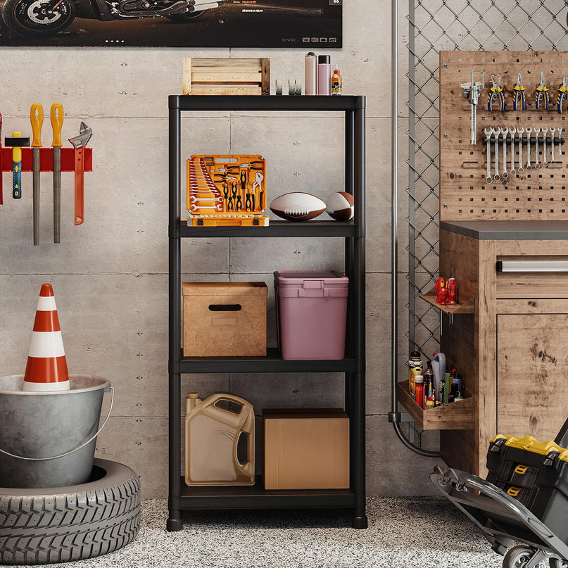 Giantex 4-Tier Heavy-Duty Plastic Storage Shelves（24" x 12.5" x 53")