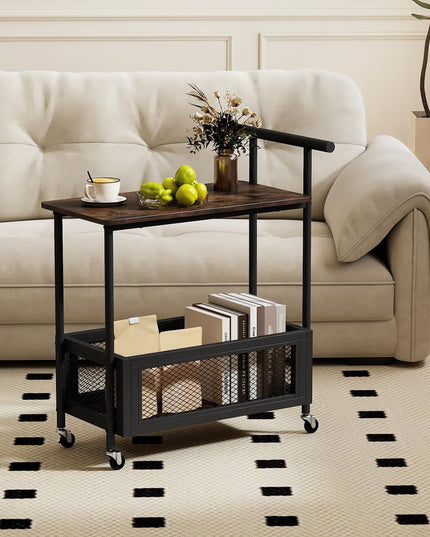 Table d'appoint roulante Giantex avec poignée, table de canapé à 2 niveaux