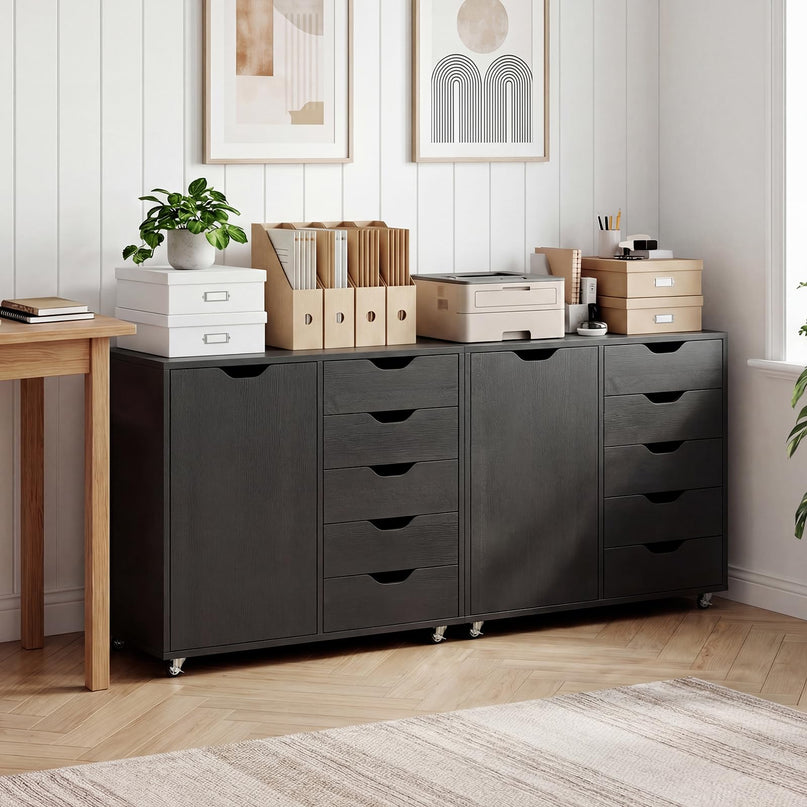 Giantex 5-Drawer File Cabinet with Door Mobile Printer Stand((31" W x 16" D x 25.5" H)
