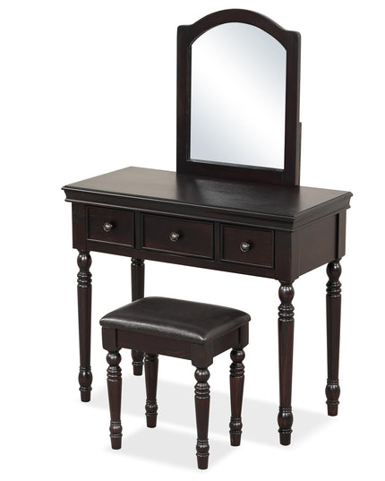 CHARMAID Makeup Vanity Desk with Mirror and Stool, Vanity Table Set with Large Mirror, 3 Drawers, Cushioned Stool