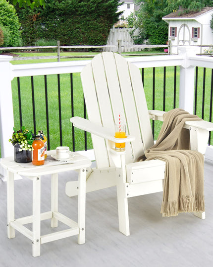 Folding Adirondack Chair with Side Table, Outdoor Adirondack Chair w/Cup Holder