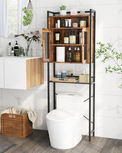 Giantex Over-The-Toilet Storage Cabinet, Bathroom Storage Organizer Above Toilet with Heavy-Duty Metal Frame