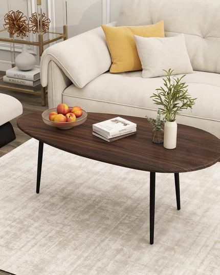 Table basse ovale Giantex, table d'appoint de style Mid-Century Modern
