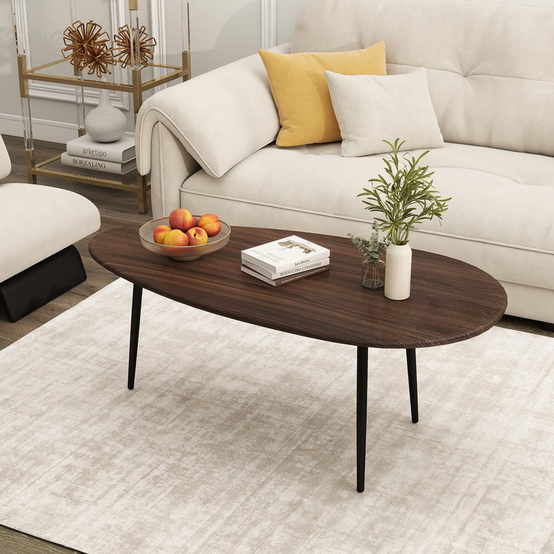 Table basse ovale Giantex, table d'appoint de style Mid-Century Modern