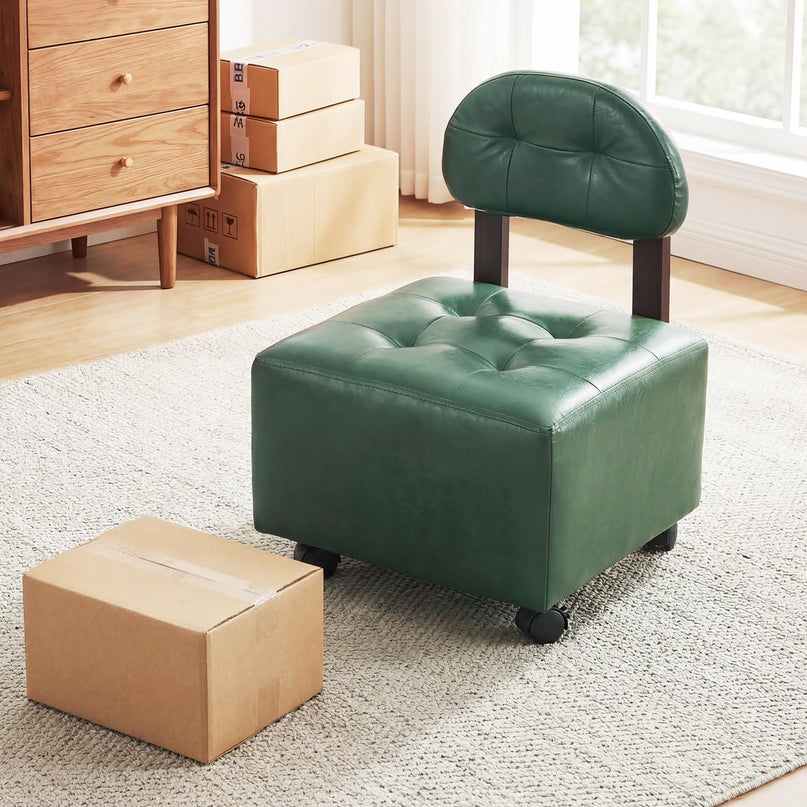 Giantex Small Modern Square Rolling Footrest Stools Set of 2