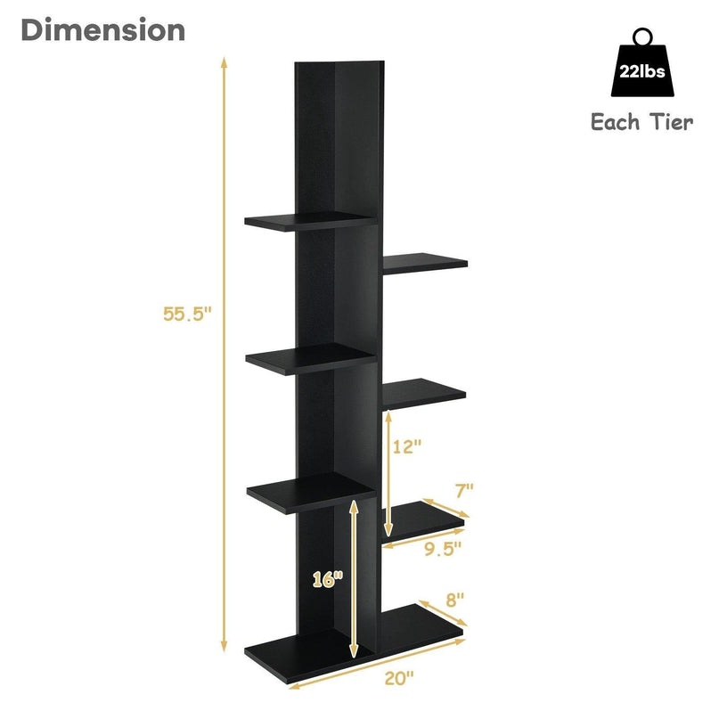7-Tier Bookshelf, Multipurpose Storage Shelf 9.5 x 8 x 56 inches - Giantexus